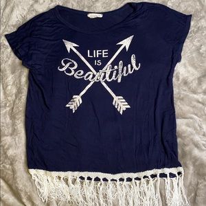 Navy Blue ‘Life is Beautiful’ Blouse